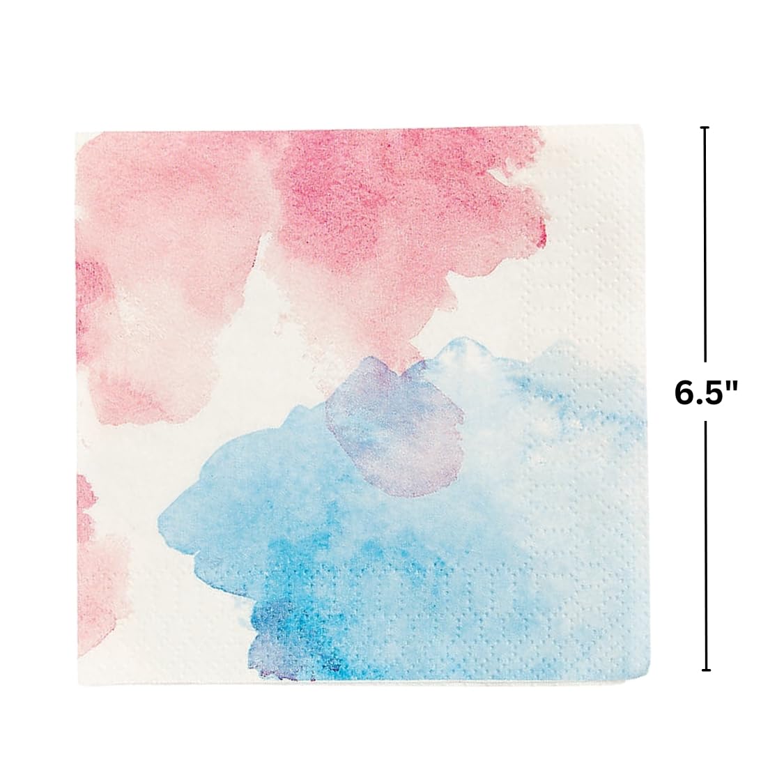 Pink and Blue Watercolor Beverage Napkins - 16-Pack Disposable Party Napkins for Weddings, Baby Showers & Birthday Celebrations