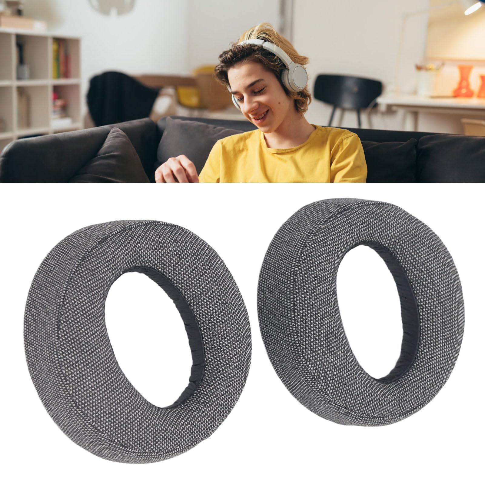 Septpenta Linen Memory Foam Replacement Ear Cushions for Pulse 3D Gaming Headset - Noise Isolating Comfort for PS5, PC & Xbox Gamers - Enhance Gaming Experience with Breathable Cooling Ear Pads