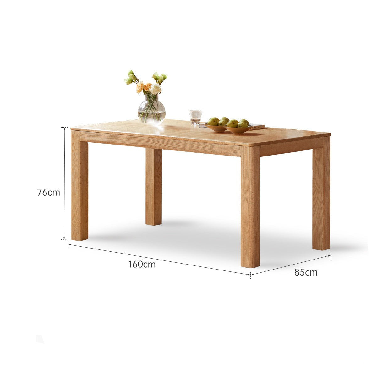 Solid Oak Wood Dining Table - Simple Modern Design for Kitchen, Dining Room & Small Spaces