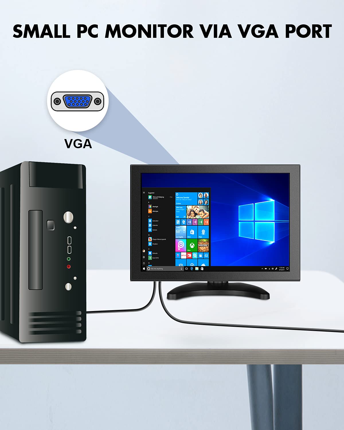 Eyoyo 12 Inch 2K QHD 2160x1440 IPS Portable Monitor - HDMI VGA Security Screen for Laptop PC, PS4 PS5, Nintendo Switch, Raspberry Pi - Ideal for Gaming, CCTV Surveillance & Office Work
