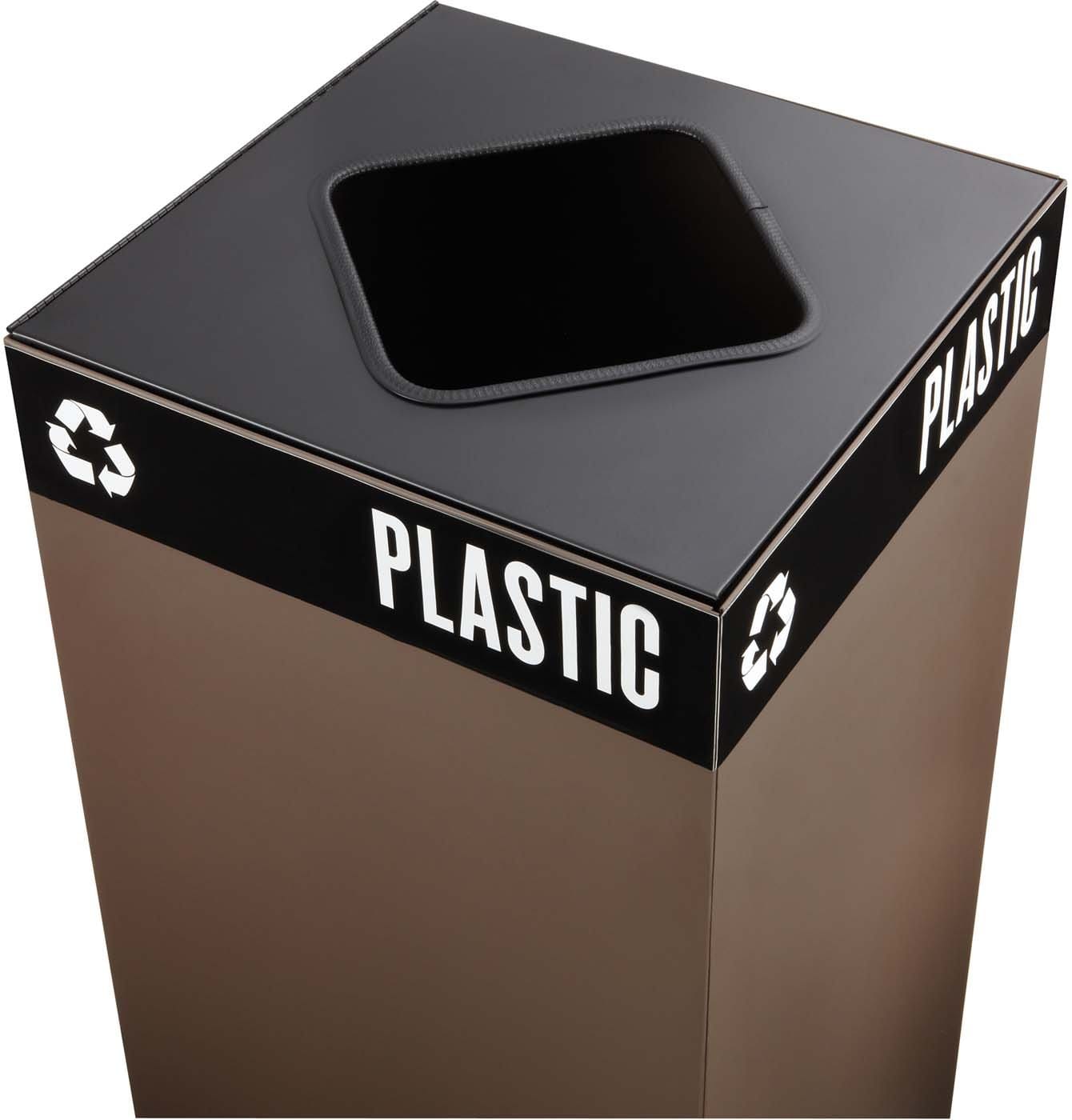 Public Square® Recycling Trash Can Lid - Square Black [2989BL] | Durable Outdoor & Indoor Waste Bin Cover for Kitchen, Office, Garage, and Garden Use