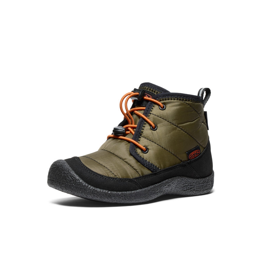 Big Kids' Howser II Waterproof Chukka Boots - Dark Olive/Gold Flame | Waterproof Hiking & Outdoor Adventure Shoes for Boys & Girls
