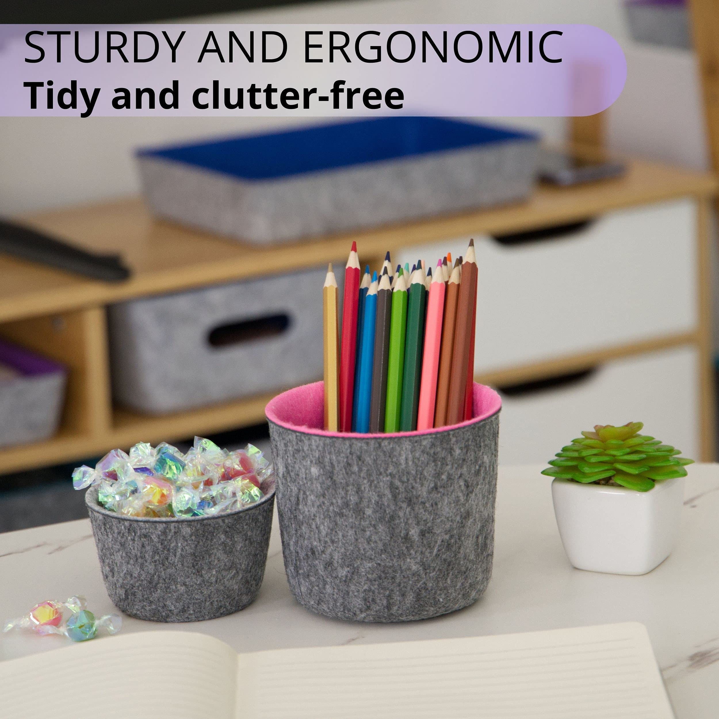 Teeo 3-Pack Purple Drawer Organizer Storage Bins - Closet & Desk Organizer for Clothing, Office Supplies, Cosmetics - Perfect for Bedroom, Home Office & Closet Organization