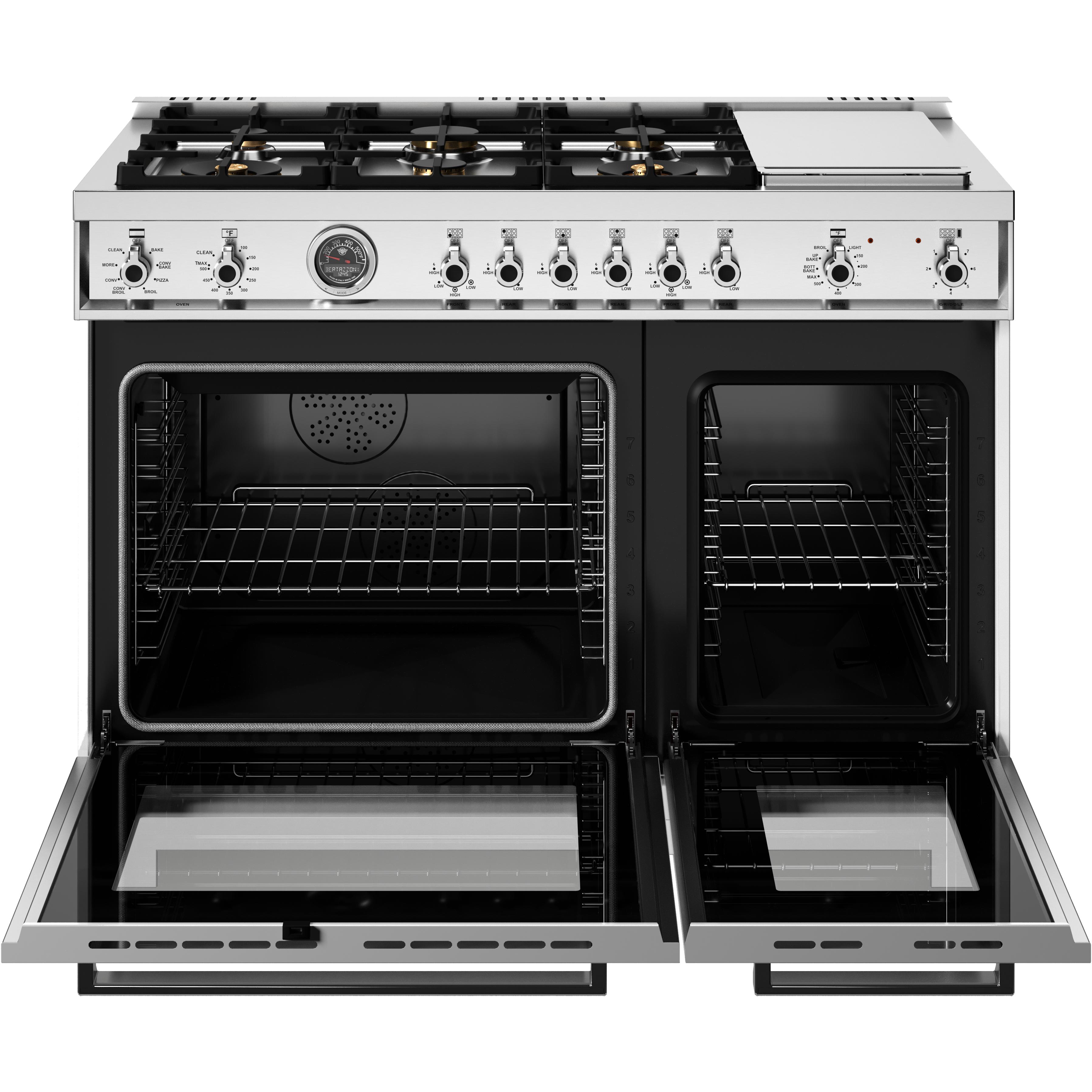 Bertazzoni PRO486BTFEPBIT 48-Inch Freestanding Dual Fuel Range - Professional Gas Stove & Electric Oven Combo for Gourmet Cooking & Home Kitchen Upgrade