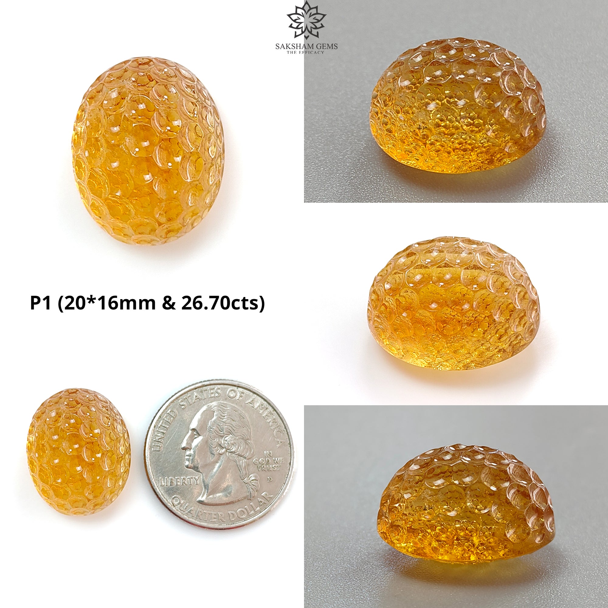 Natural Untreated Citrine & Amethyst Quartz Gemstone Carving - Handcrafted Oval Shape for Jewelry Making (1pc) | Healing Crystal, Meditation Stone, Spiritual Gift