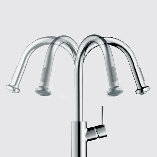 AXOR Citterio Chrome High Arc Pull Down Sprayer Kitchen Faucet with Magnetic Docking Spray Head, Chrome 39835001, Perfect for Modern and Spacious Kitchen Sinks