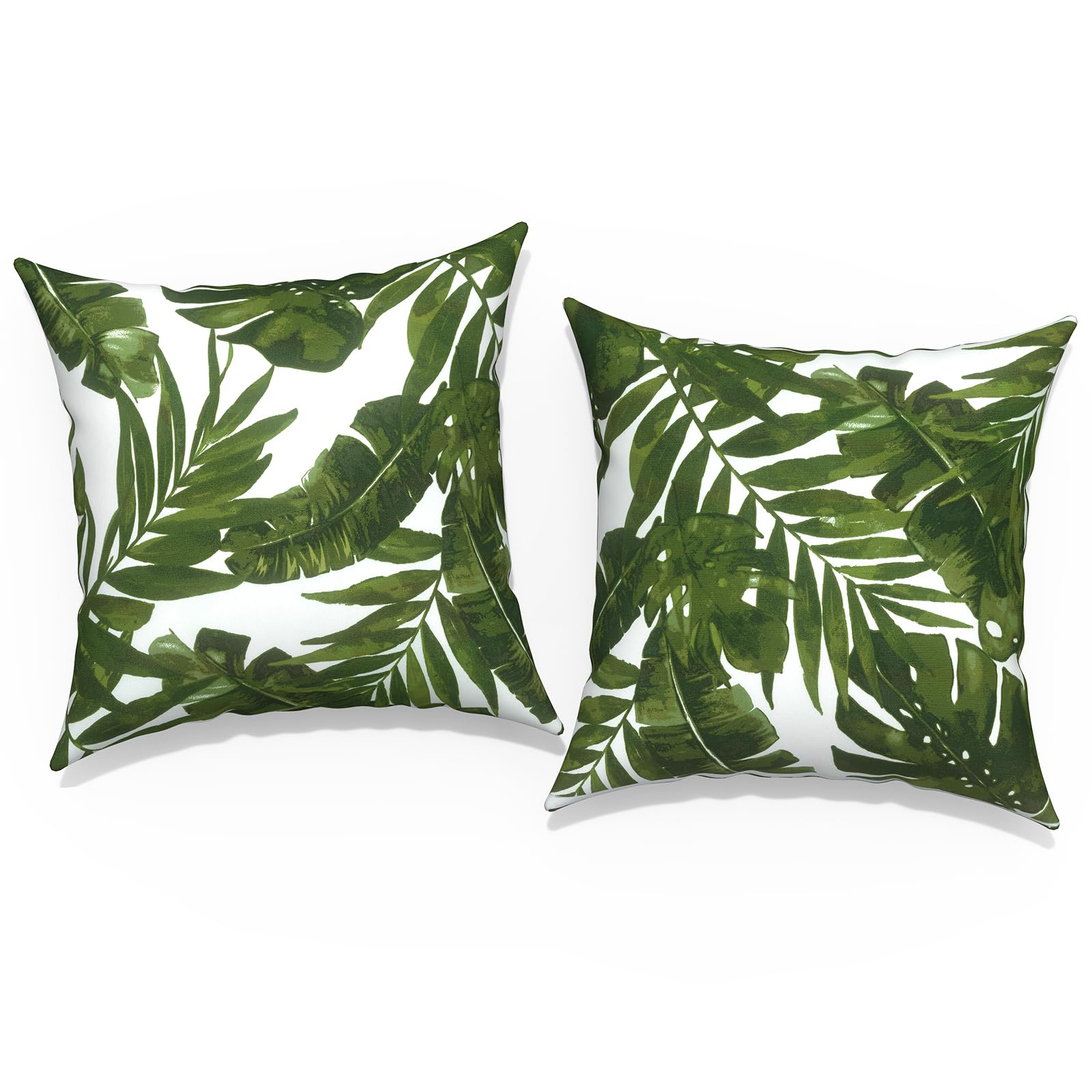 16x16 Inch Outdoor Throw Pillow Covers - Pack of 2 Square Patio Cushion Cases, Modern Decorative Back Cushion Covers for Garden Furniture, Farmhouse Couch - Palm Green | Perfect for Patio, Porch & Outdoor Living Spaces