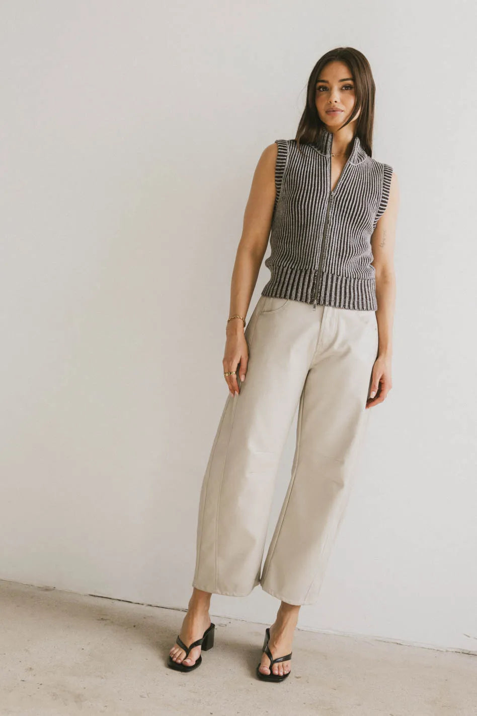Langston Vegan Leather Barrel Jeans in Sand | Eco-Friendly Faux Leather Pants for Women | Perfect for Casual Wear, Office & Night Out | FINAL SALE