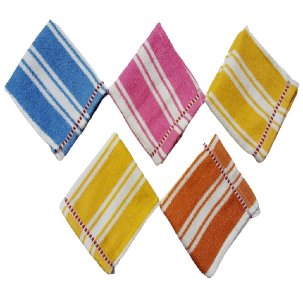ORAS Luxury Cotton Face Towel Set - 5 Pack Multicolor | 200 GSM Ultra Soft & Absorbent | Antibacterial Hankies 25x25 cm | Perfect for Skincare, Makeup Removal & Travel Essentials