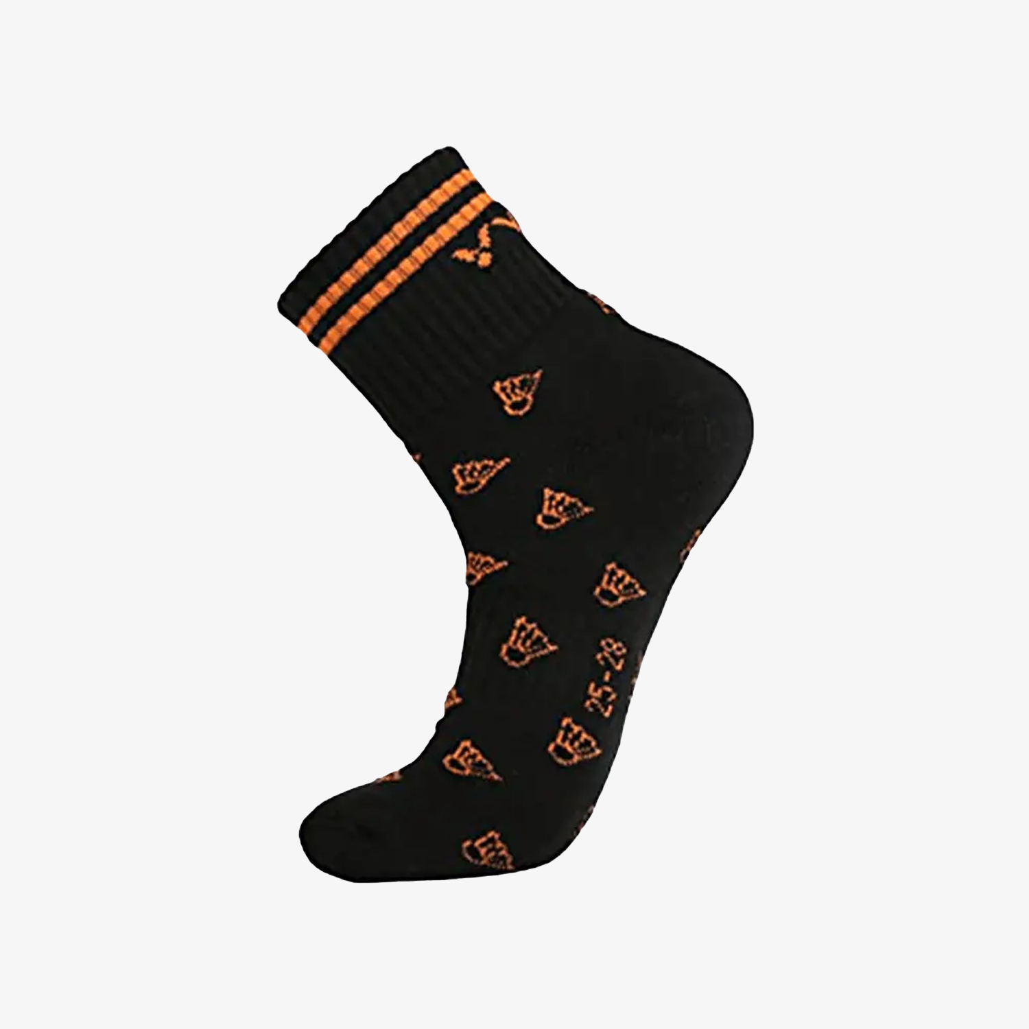 Victor Men's Sports Socks - Large Size SK158 O - Breathable Athletic Socks for Running, Gym & Basketball - Black/Orange Color - Perfect for Workout & Active Lifestyle