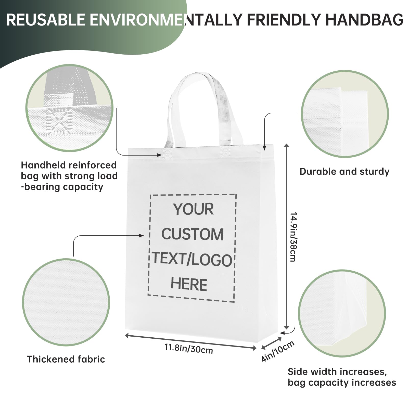 Customizable Tote Bags Bulk 100 Pack - Eco-Friendly Reusable Shopping Bags for Business Promotions, Retail Stores, Events & Parties | Perfect for Advertising, Giveaways & Everyday Use