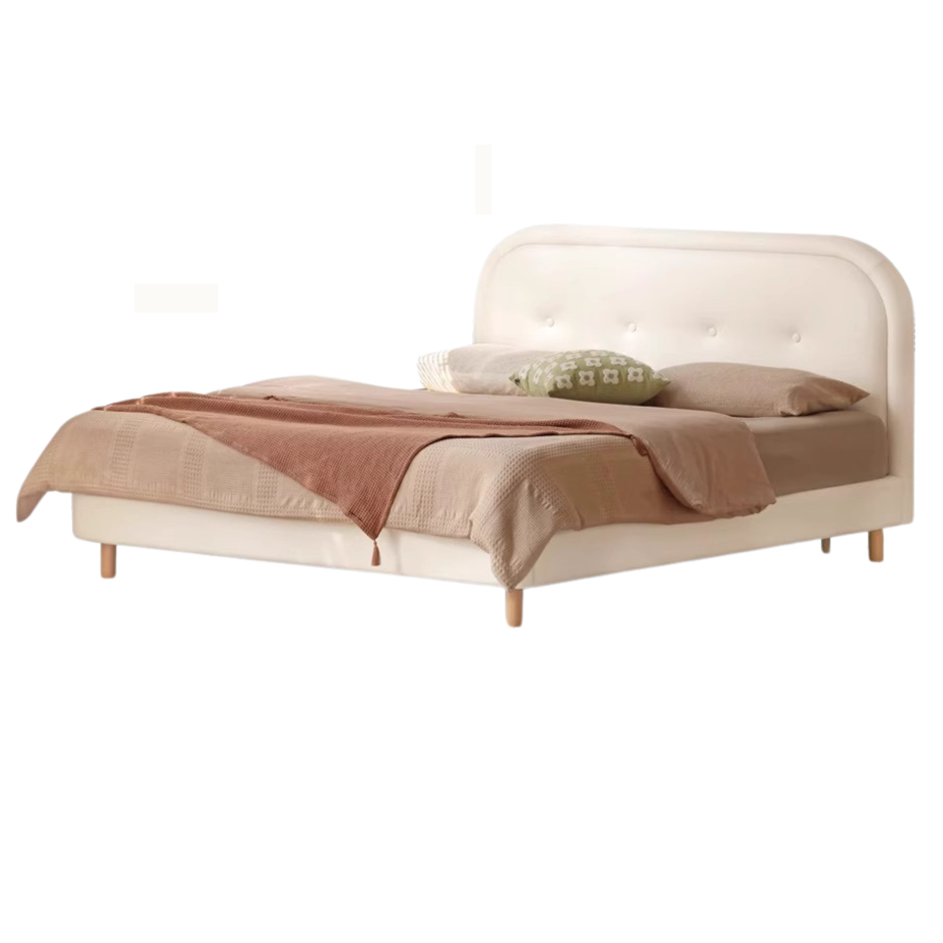 Milky White Organic Leather Soft Bed