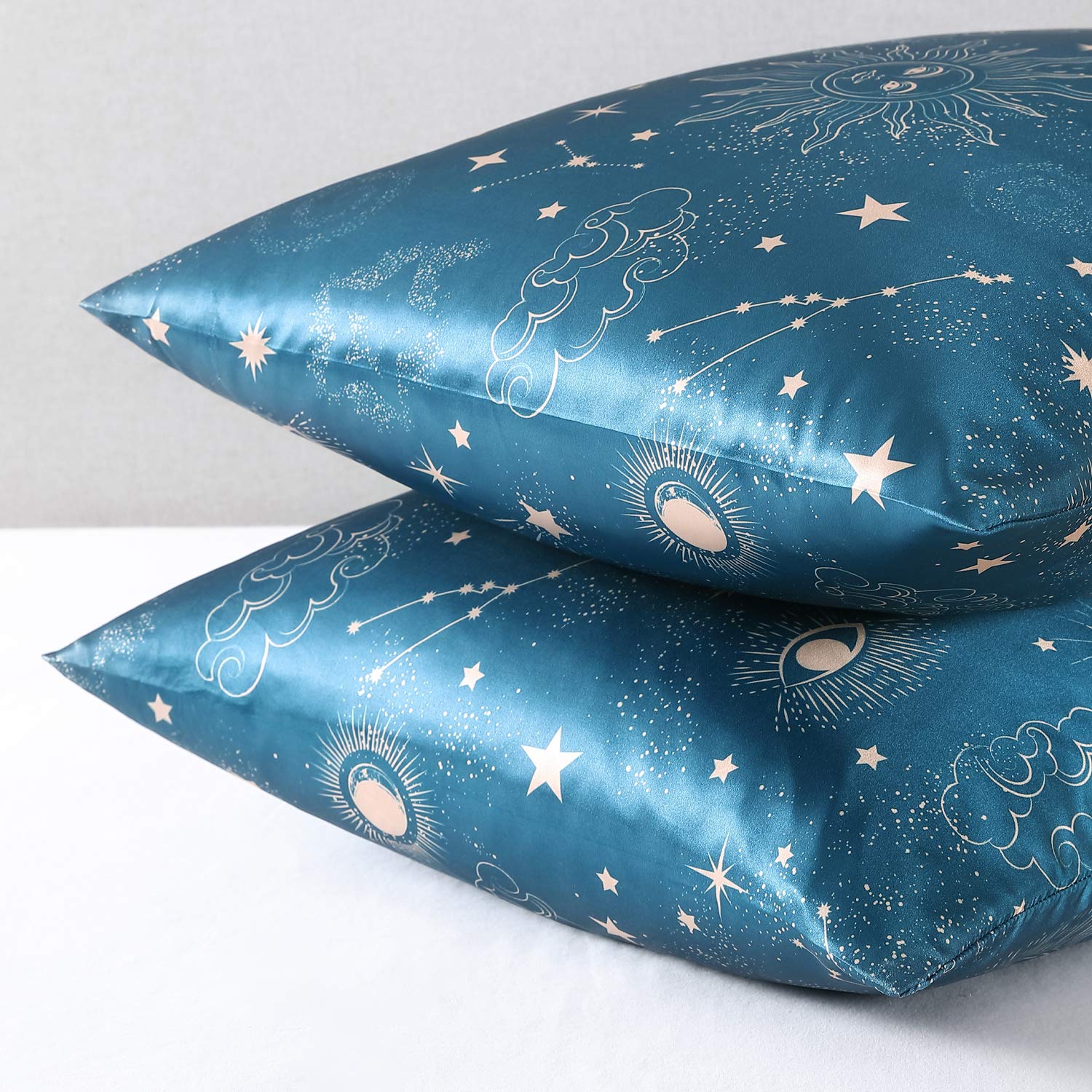 EXQ Home Satin Pillowcase Set of 2 - Queen Size Silky Soft Pillow Covers for Hair & Skin Care, Printed Satin Pillow Cases with Envelope Closure (Similar to Silk) - Perfect for Bedroom Luxury, Gift & Travel