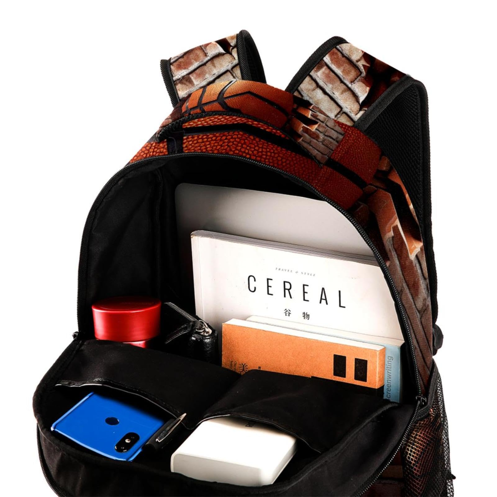 Premium Travel & Work Backpack - Durable Ball Basketball Wall Texture Design - Perfect for Business Trips, Gym, School & Outdoor Adventures