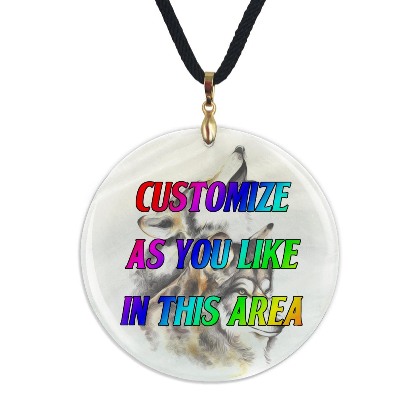 Handmade Watercolor Wolf Shell Pendant Choker Necklace - Adjustable Chain for Men & Women - Personalized Name Necklace - Unique Mother's Day Gift Idea - Perfect for Beach Parties, Boho Fashion & Romantic Occasions