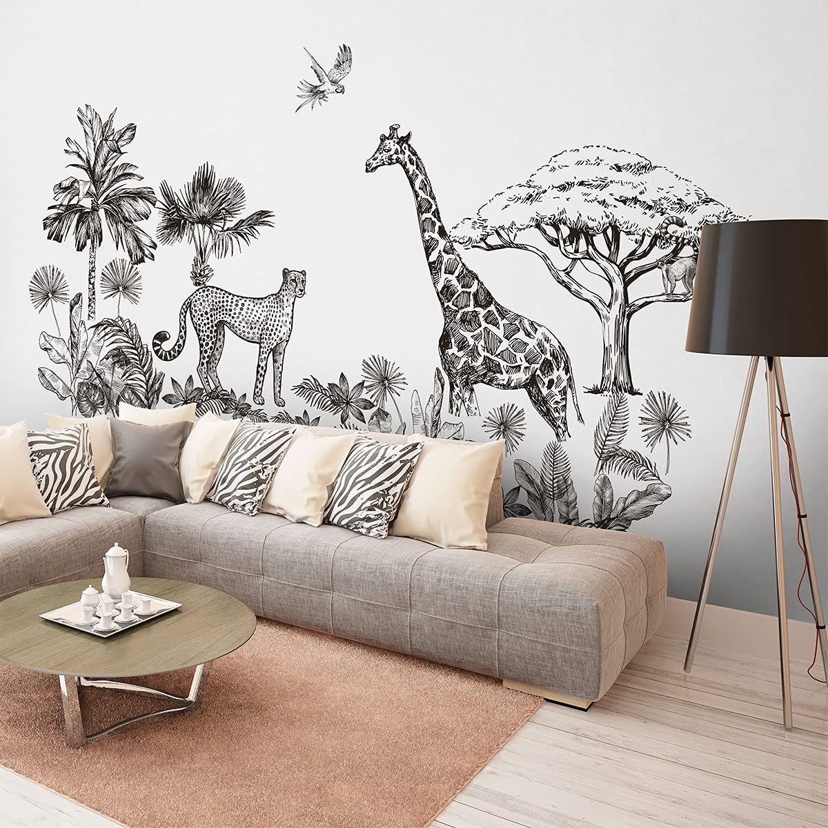 Kids Wall Decals - Savannah Animal Nursery Stickers for Baby Room Decor | Large Peel & Stick Wall Art (47