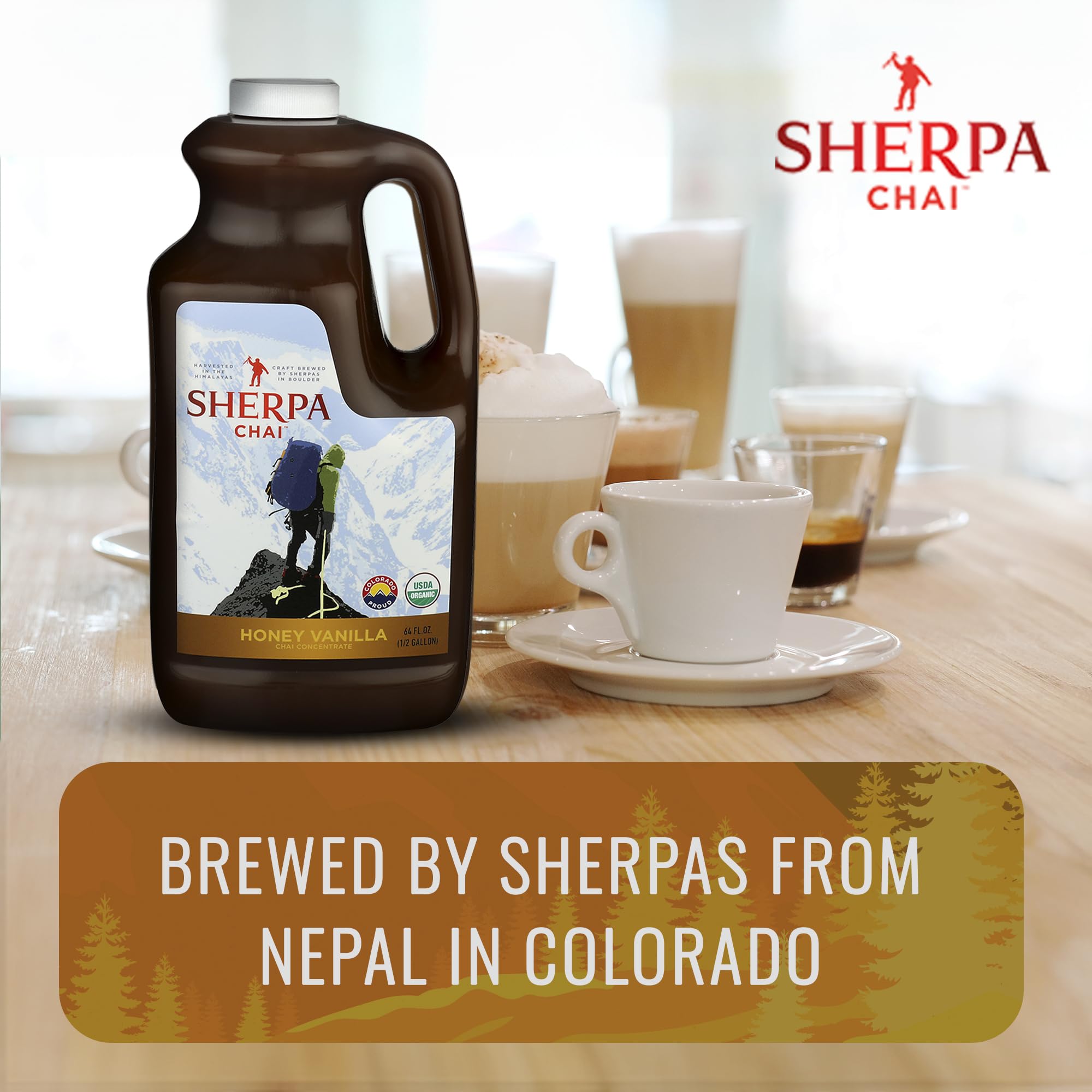 Sherpa Chai Honey Vanilla Chai Tea Concentrate - Handcrafted Black Tea with Honey, Vanilla & Spices - Authentic Nepali Sherpa Recipe - Perfect for Tea Lovers, Gifts & Cozy Moments at Home or Office