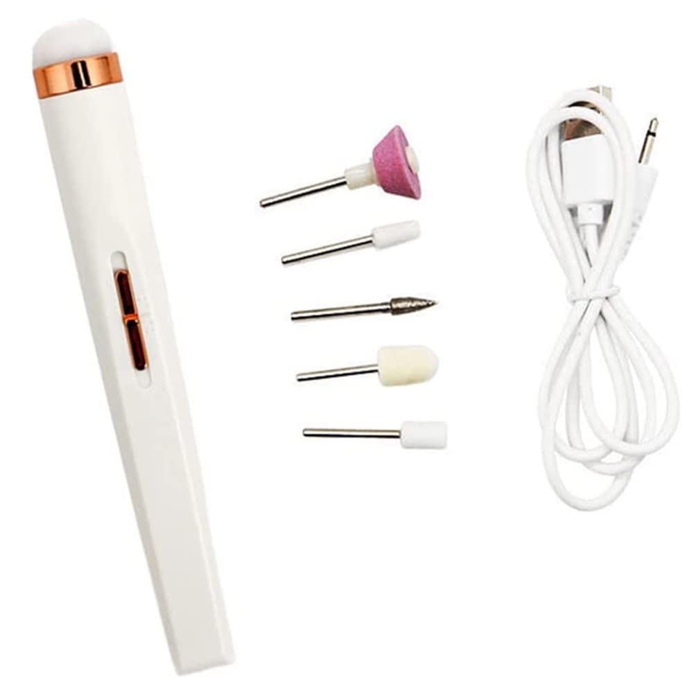 Professional Electric Nail Drill Machine Kit for Manicure & Pedicure - Rechargeable Nail File Polisher with Multiple Attachments - Perfect for Home Salon, Nail Art & DIY Nail Care (White)