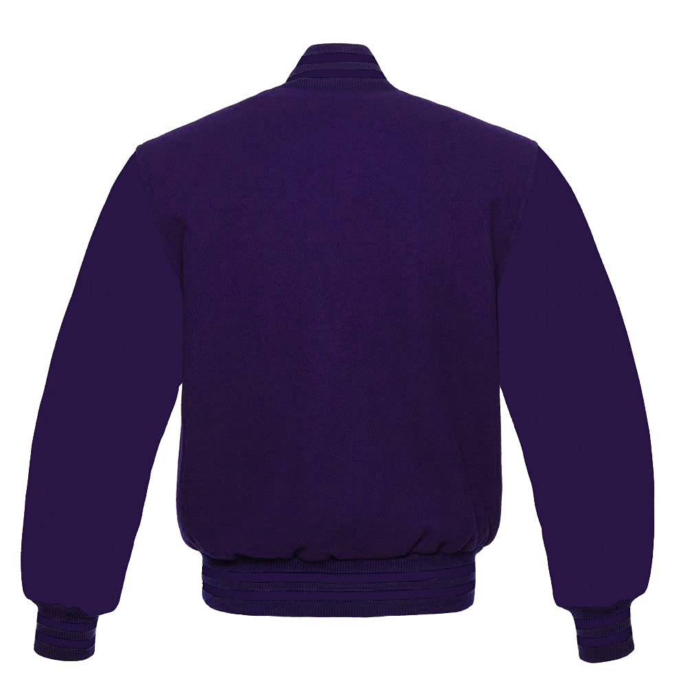 Men's Varsity Baseball Letterman Jacket - Wool Bomber Style with Purple Sleeves for School & Sports | Perfect for Baseball Games, College Wear & Casual Outfits
