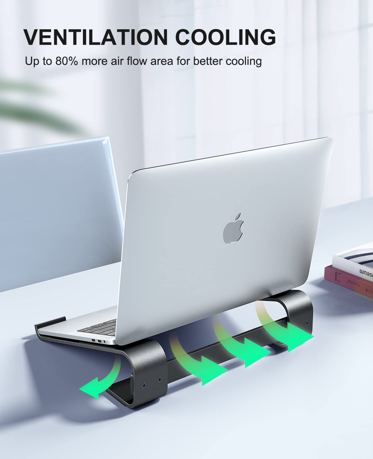 Ergonomic Aluminum Laptop Stand for Desk - Adjustable & Detachable MacBook Riser for 12-17 Inch Laptops (MacBook Pro, HP, Dell, Lenovo) - Black | Perfect for Home Office, Gaming & Workstation Setup