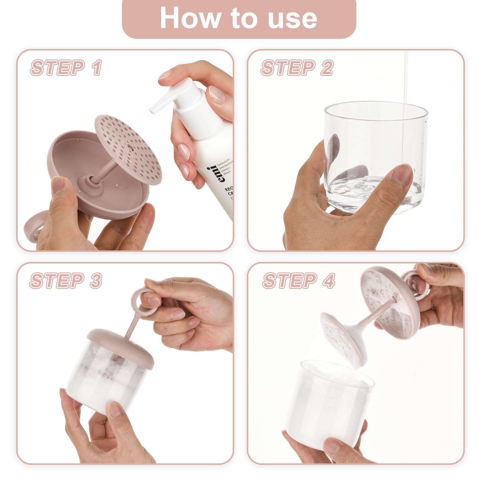 Beautyflier Facial Cleanser Foam Cup - Electric Bubble Maker for Deep Skin Cleansing | Travel & Home Use Skincare Tool (Pink, Circle Shape) | Perfect for Daily Face Wash Routine & Spa Night Self-Care