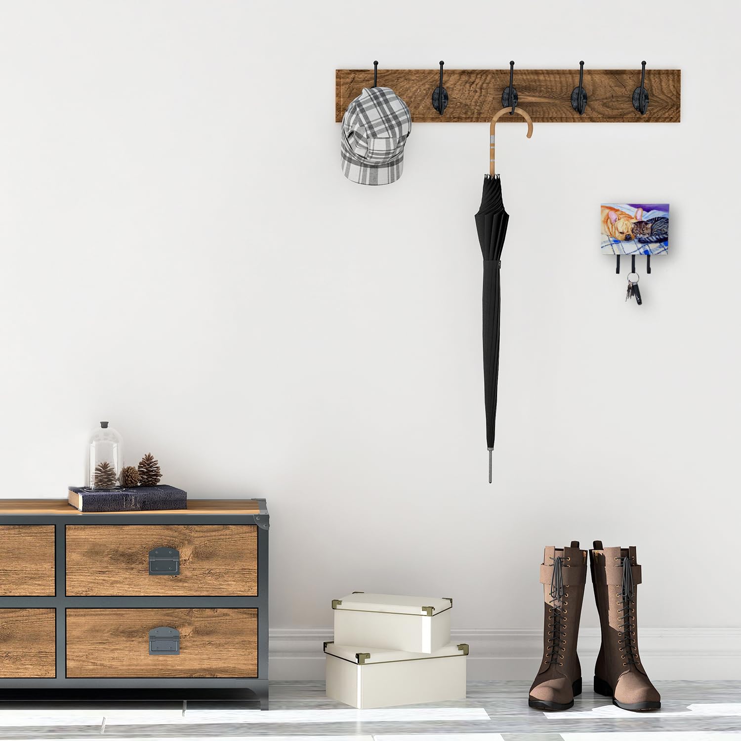Caroline's Treasures 7257TH68 Cat Leash & Key Holder Wall Hook - Multi-Purpose Wall Mount for Keys, Towels, Aprons, Leashes & Coats | Perfect for Entryway, Kitchen & Pet Area Organization