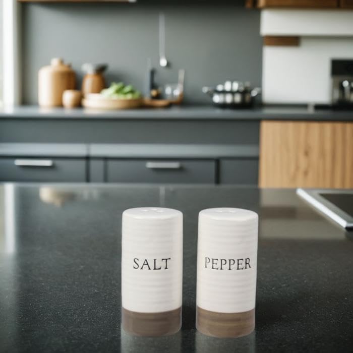 Young's Inc. Ceramic Salt and Pepper Shaker Set - Elegant Farmhouse Kitchen Table Decor - Perfect for Dining Room, Kitchen Counter, and Gift Giving