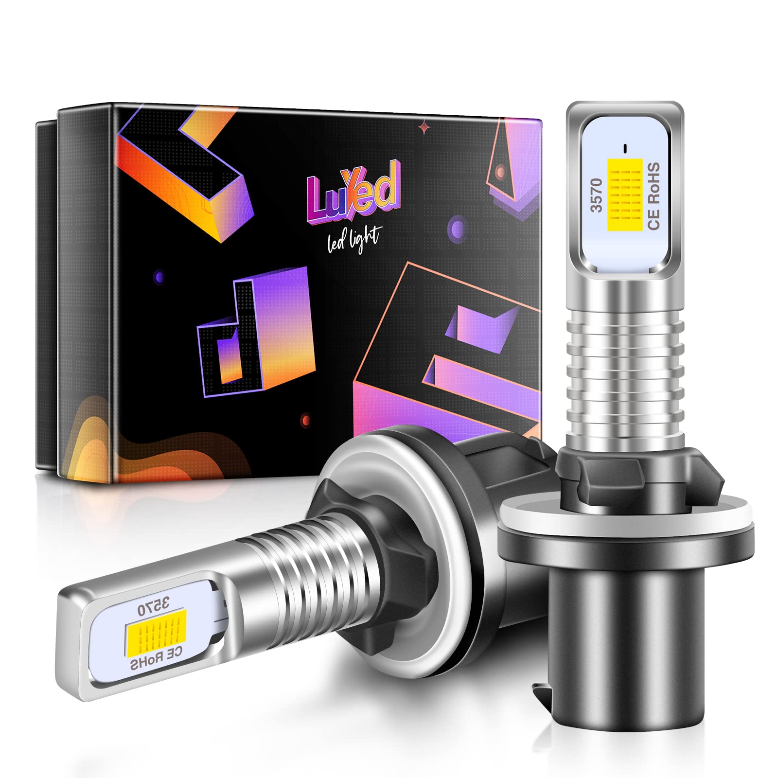LUYED 880 LED Fog Light Bulbs - 6500K Xenon White Super Bright 886 890 892 893 Replacement Bulbs - Plug and Play - Pack of 2 - Perfect for Trucks, SUVs, and Off-Road Vehicles in Foggy or Low Visibility Conditions