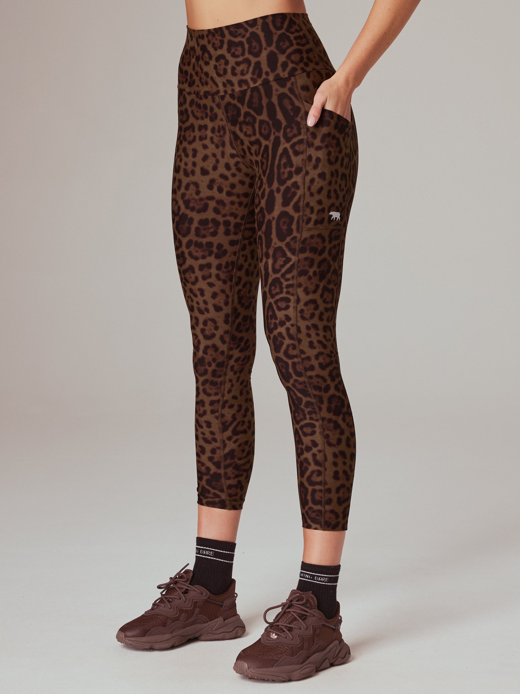 Power Luxe 7/8 Pocket Tights for Women - High Waisted Yoga Leggings with Side Pockets - Moisture Wicking Workout Pants for Running, Gym & Everyday Wear