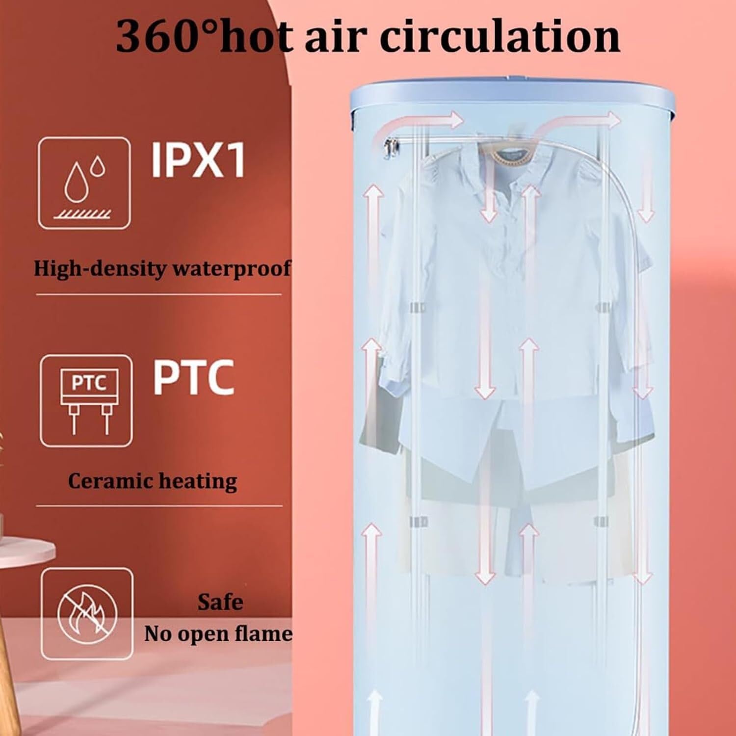 Portable Foldable Clothes Dryer, Fully Automatic Electric Steam Iron with 180-Minute Timer & Constant 60°C Temperature for Home Use - Perfect for Apartments, Travel, and Small Spaces