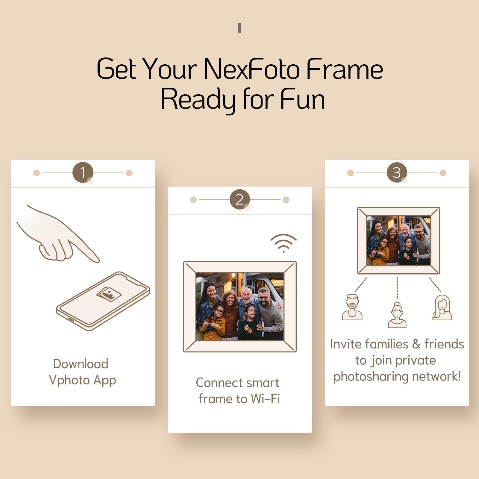Nexfoto 15.6 Inch FHD Digital Picture Frame - 64GB Storage, WiFi & Remote Control, 1920x1080 IPS Touch Screen - Easy Photo Sharing via App - Perfect Gift for Mom, Dad, Family - Ideal for Home Decor, Office Display & Special Occasions