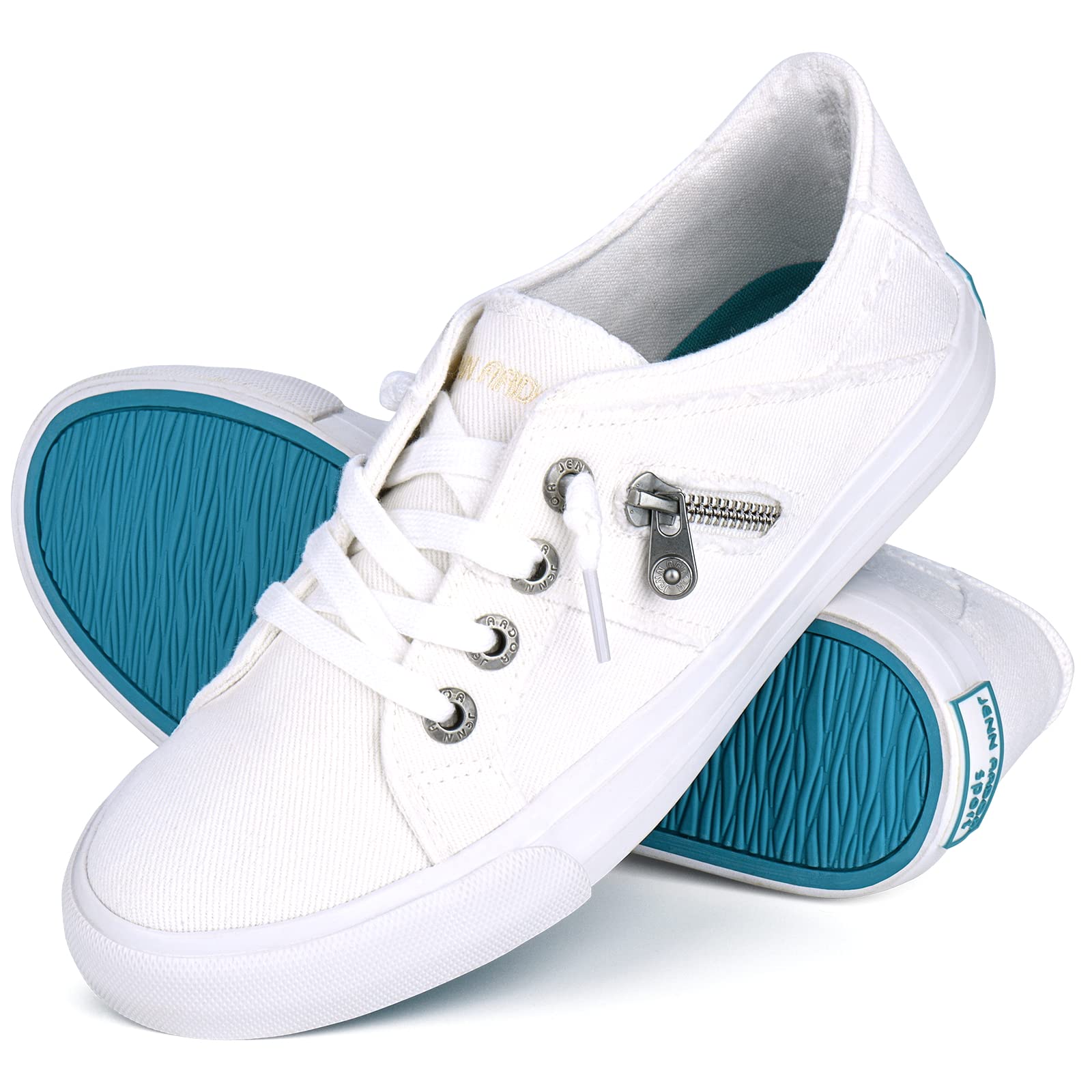 JENN ARDOR Women's Low Top Slip-On Sneakers - Fashion Lace Up Canvas Flats for Walking & Running | Casual Wear, Gym, Travel & Everyday Comfort