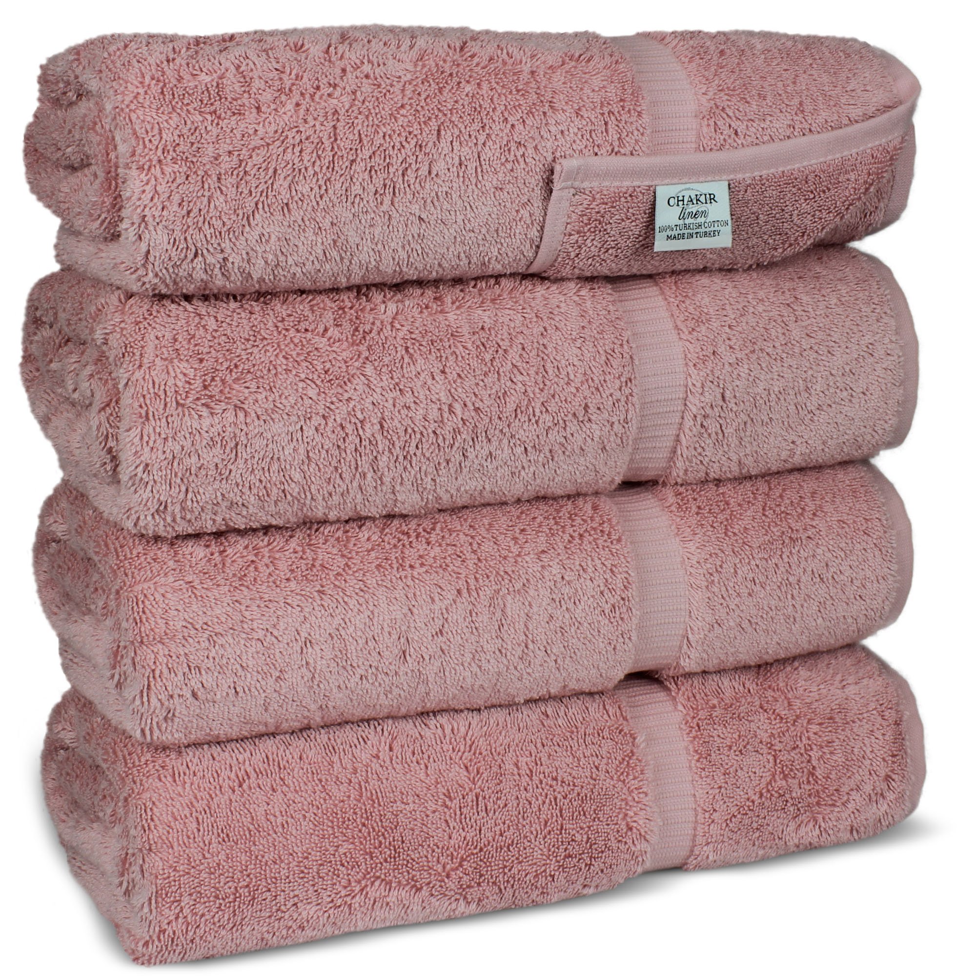 Premium Turkish Cotton Bath Towels Set of 4 - Ultra Absorbent & Quick Dry, Soft Luxury Towels for Bathroom, Spa, Beach & Pool (Pink)
