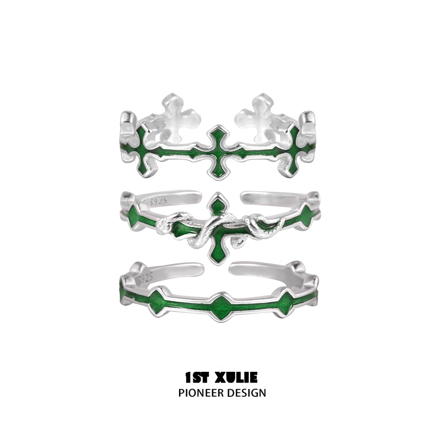 Sterling Silver Snake & Cross Adjustable Ring for Men & Women - S925 Hypoallergenic Jewelry - Perfect for Gothic, Punk, and Boho Fashion Styles