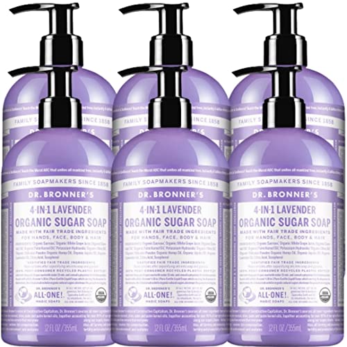 Natural Lavender Scented Liquid Hand Soap with Essential Oils | 12 FL OZ (6 Pack) | Cruelty-Free, Eco-Friendly Daily Hand Wash for Home, Office & Travel