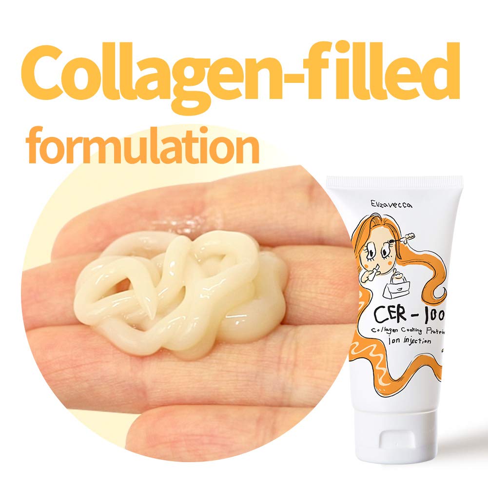 Elizavecca CER-100 Collagen Coating Hair Protein Treatment Cream - Repair Damaged Hair, Reduce Frizz & Boost Shine - Perfect for Daily Styling & Salon-Quality Results at Home