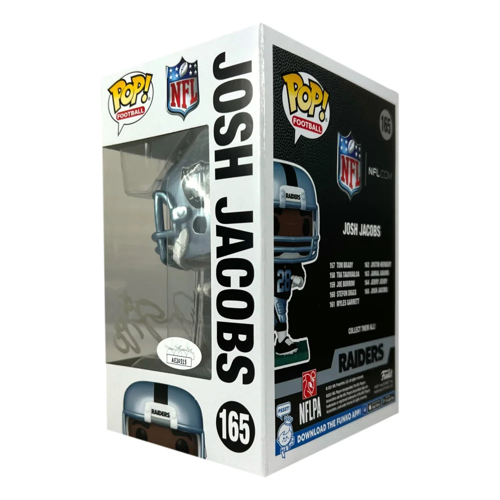 Josh Jacobs Signed Funko Pop with JSA COA #165 - Las Vegas Raiders Autographed Collectible - Perfect for Raiders Fans, Sports Memorabilia Collections & Man Cave Decor