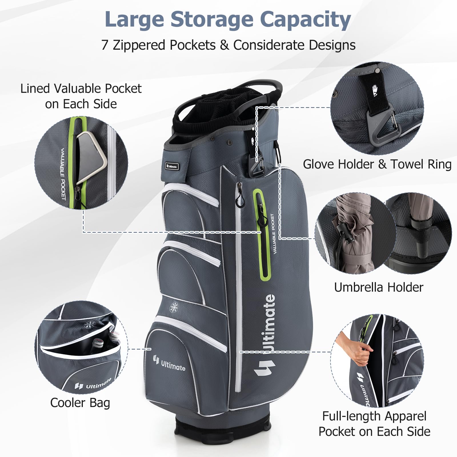 **Tangkula 15-Way Top Divider Lightweight Golf Cart Bag - Individual Putter Well, 7 Pockets, Cooler Bag, Shoulder Strap & Rain Hood - Portable Golf Carry Bag for Men & Women - Perfect for Golf Courses, Driving Ranges & Travel**