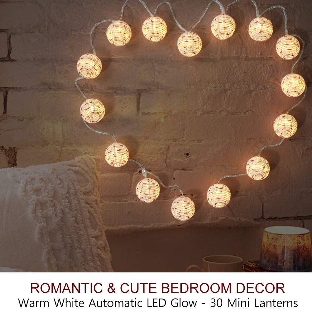 Bright Zeal 20ft Round Outdoor LED Christmas Lantern String Lights - Battery Powered Waterproof Fairy Lights for Garden, Patio, Yard - 2 Pack 10ft Flamingo Decorative Lanterns for Wedding, Party, Bedroom, Porch Decor