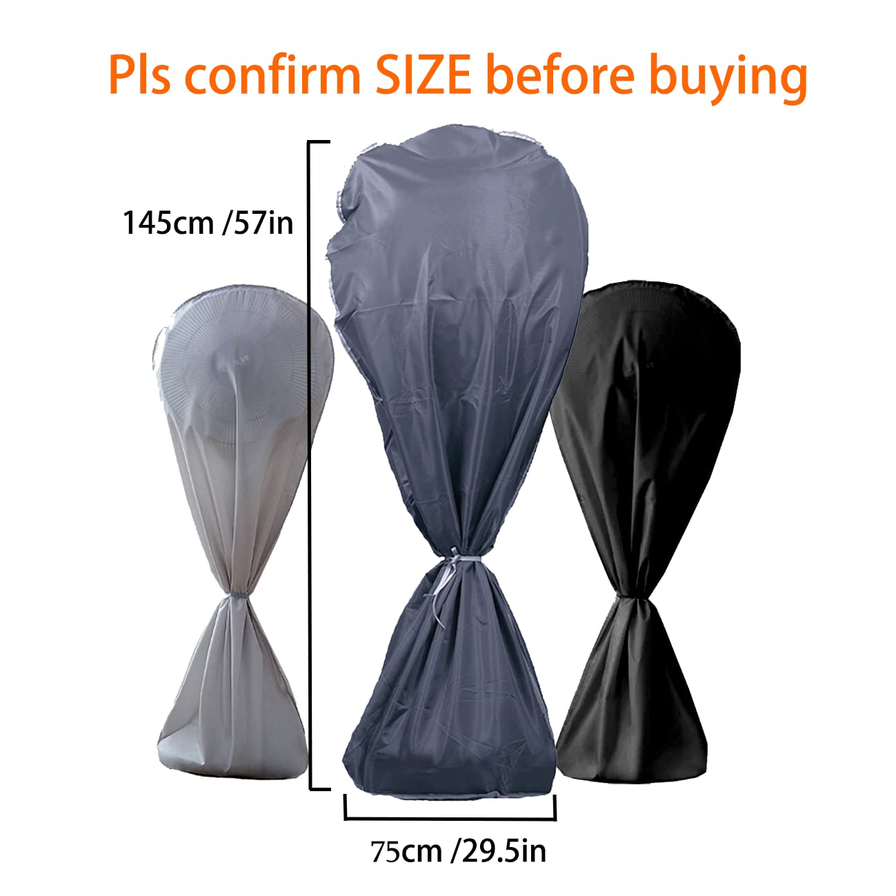**J&C 420D Waterproof Fan Cover for Floor & Pedestal Fans – Dustproof Protection for Indoor & Outdoor Use – Large Grey/Blue – Perfect for Home, Garage, and Patio**
