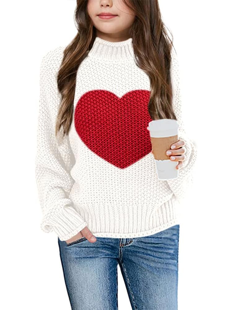 Imily Bela Girls Chunky Knit Turtleneck Sweater - Batwing Sleeve Pullover Jumper for Kids | Winter Warm Outfit for School & Playdates