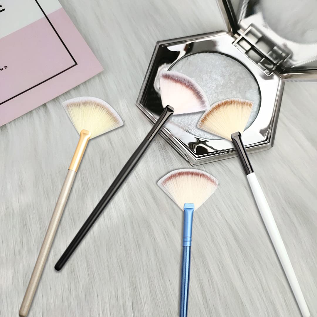 4 Pcs Soft Makeup Brush Set - Facial Fan Mask Brush for Flawless Foundation & Powder Application | Perfect for Daily Makeup, Salon & Professional Use