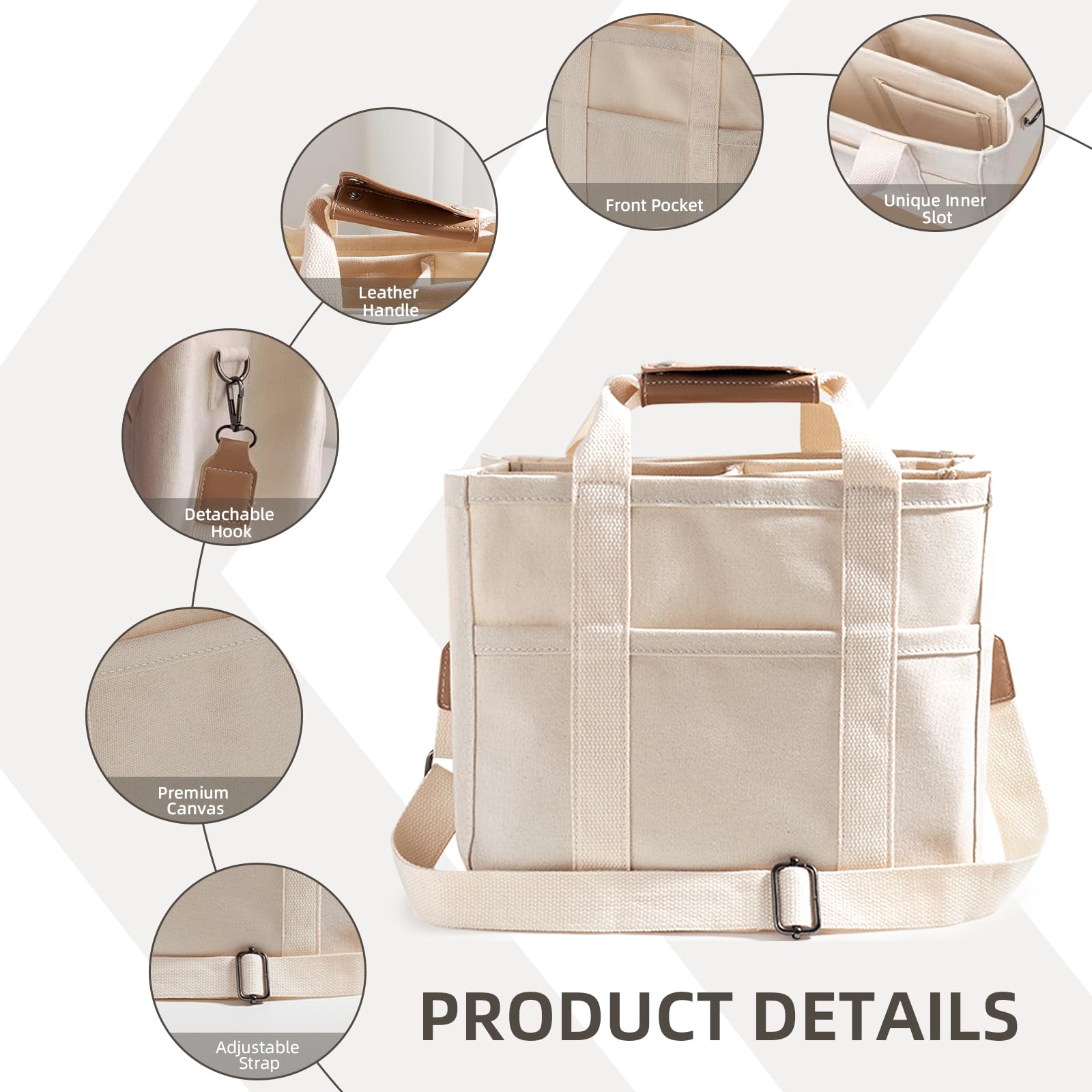 Stylish Canvas Tote Bag for Women with Multiple Compartments & Pockets - Crossbody Shoulder Handbag Perfect for Work, Travel, Shopping & Daily Use