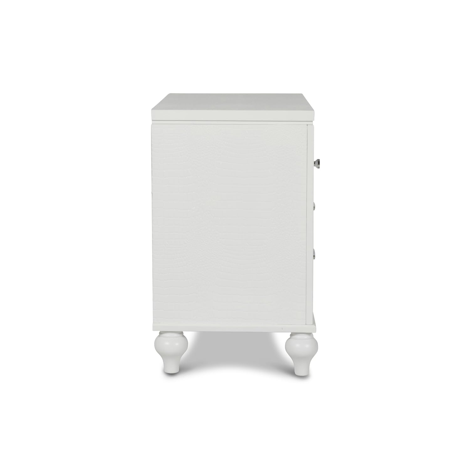 Valentino Solid Wood 3-Drawer Nightstand - Classic White Bedside Table for Bedroom, Living Room & Office Furniture