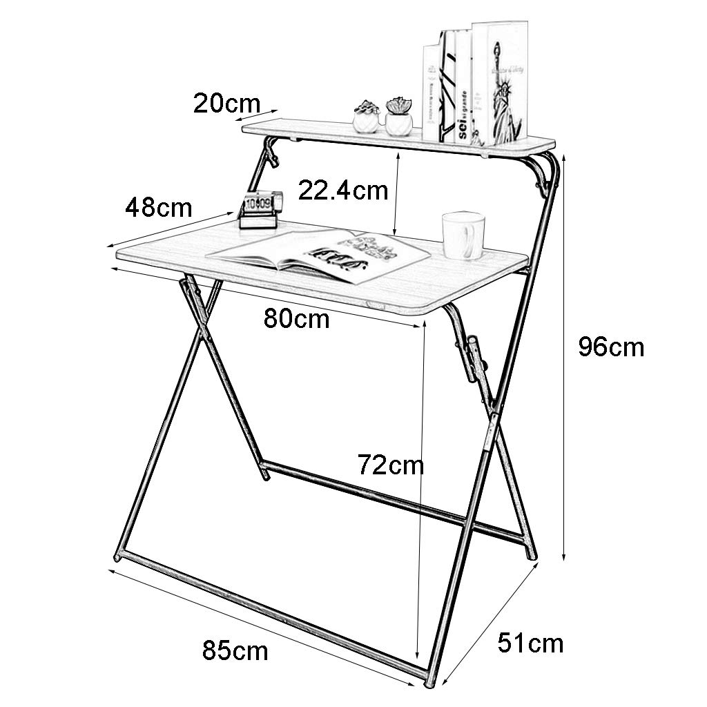 Double-Layer Computer Desk - Foldable Laptop Table for Home Office, Student Dorm & Small Spaces | Sturdy Writing Desk with Easy Assembly (Model 804896CM) | Perfect for Remote Work, Online Classes & Compact Living Areas