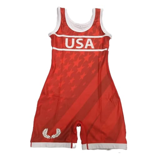 Patriot Red Women's & Girls' Freestyle Wrestling Singlet - High-Performance Comfort for Competitions & Training