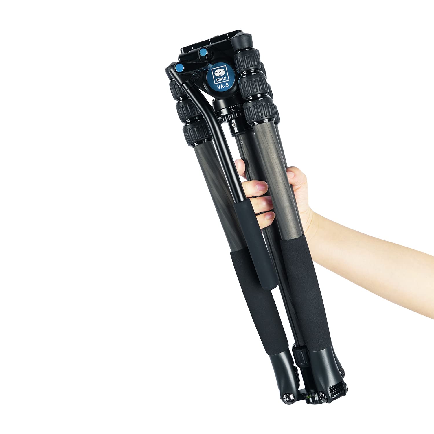 SIRUI T04S Carbon Fiber Tripod with VA-5 Compact Fluid Video Head - Professional Camera Tripod for DSLR, Mirrorless, Video Shooting - Perfect for Travel, Vlogging, and Outdoor Photography (T-024SK+VA-5)