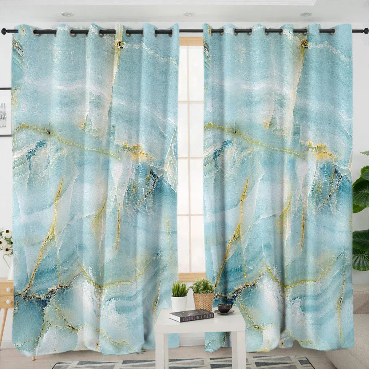 Navagio Beach Themed Curtains - Greek Island Inspired Window Treatments for Living Room & Bedroom Decor