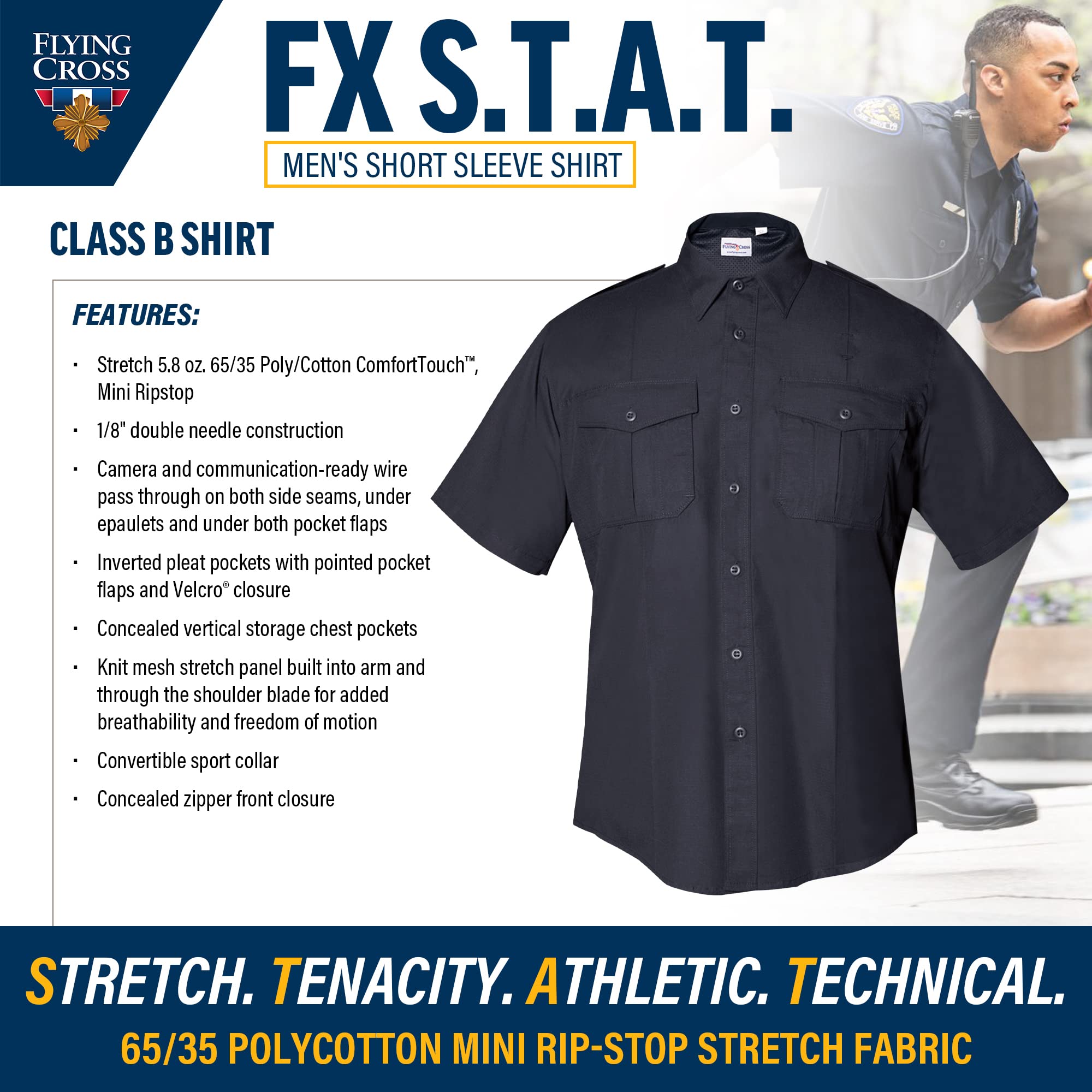 FX STAT Men's Law Enforcement Shirts - Police, Sheriff, EMT, Firefighter, Paramedic & Security Short Sleeve Uniform Shirts | Professional Duty Wear for First Responders & Public Safety Officers