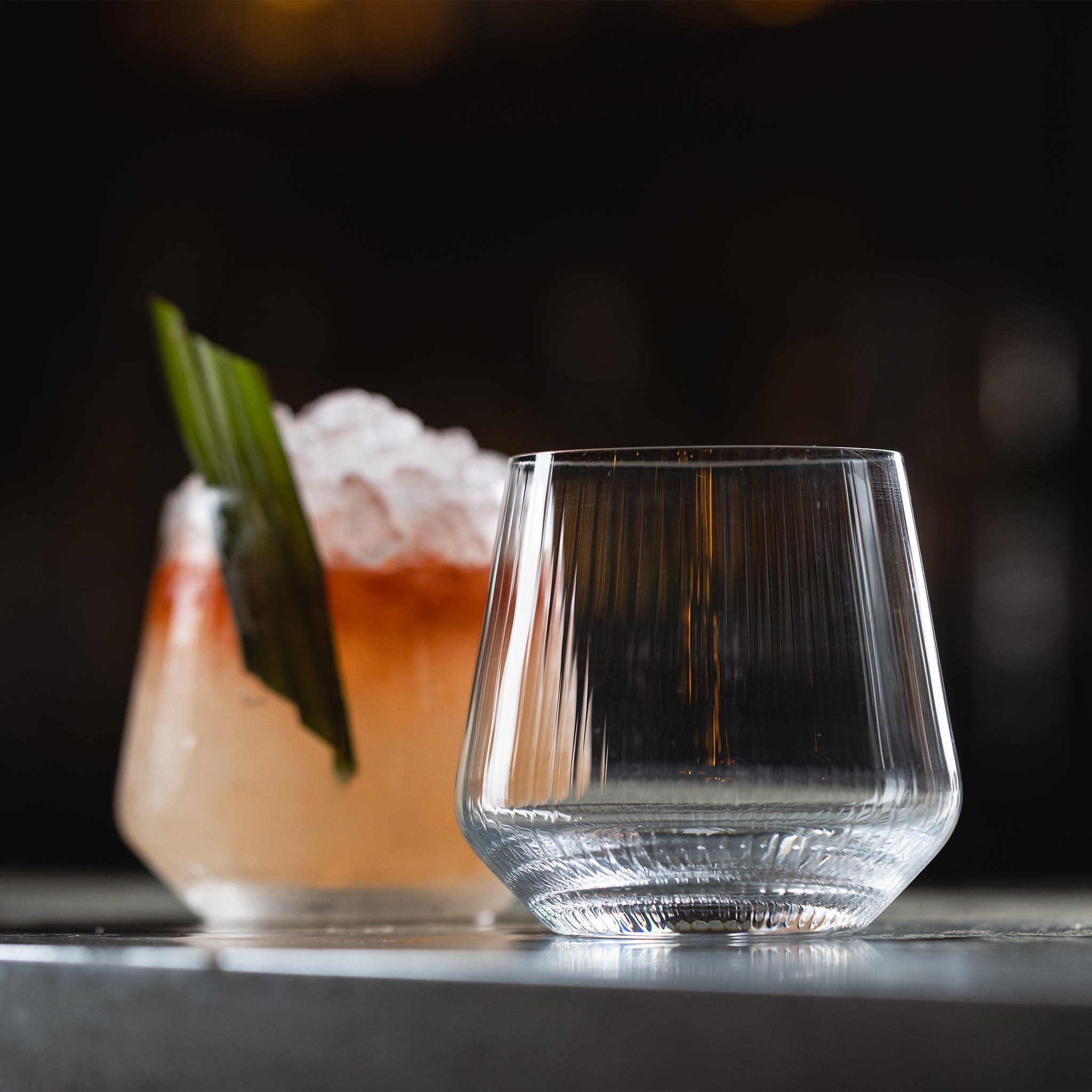 Premium Fineline Double Rocks Glasses - Set of 6 (15oz/450ml) - Heavy Base Whiskey Glasses for Bourbon, Scotch, Cocktails - Perfect for Home Bars, Parties & Gifts